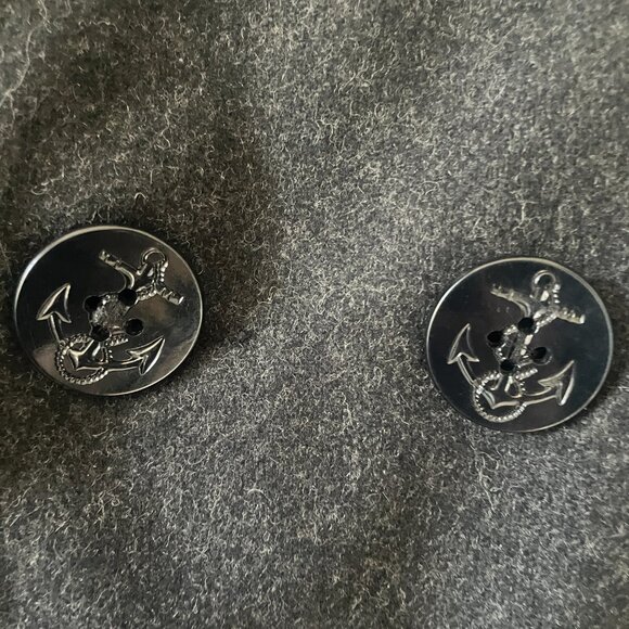 Old Navy Charcoal Double-Breasted Peacoat Size M Wool Blend Quilted Liner - Picture 4 of 8